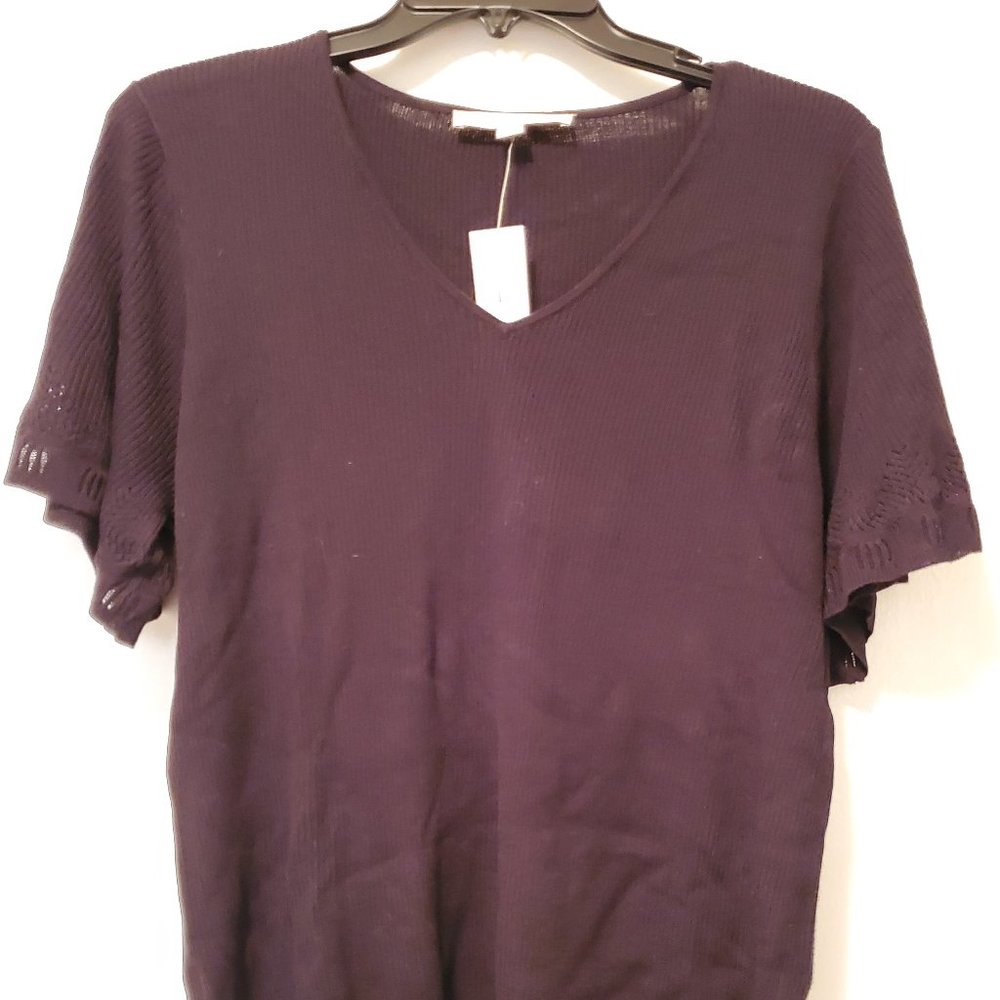 Ann Taylor Loft sz XL Sweater Black NWT Short Slvs